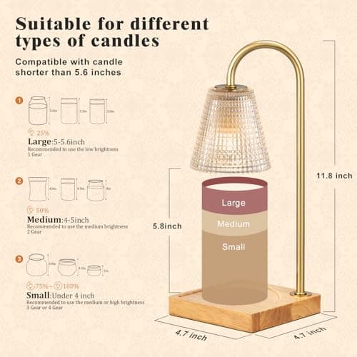 Hong-in Candle Warmer Lamp with Timer Dimmer,Birthday Gifts for Women Mom Sister,House Warming Gifts New Home Room Decor,Vintage Wax Warmer for Scented Wax Jar Candles