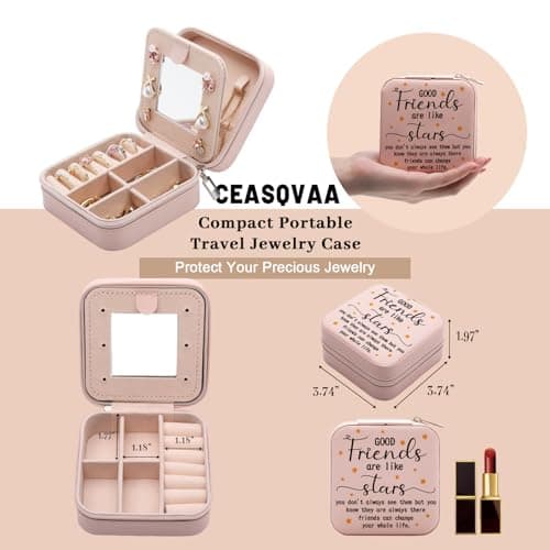 Friendship Gifts for Women Jewelry Box, Best Friend Bestie Gifts, Birthday Gifts for Women Friendship, Good Friends Are Like Stars Jewelry Case, Cool Gifts for Female Friend Jewelry Organizer Holder