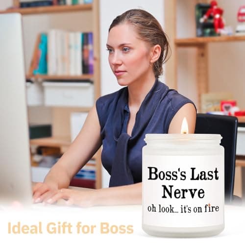 Funny Boss Gifts for Women Men- Handmade Lavender Soy Wax Candle- Best Boss Lady Gifts for Women, Birthday Christmas Gift for Boss Female, Boss's Last Nerve Candle (7oz)