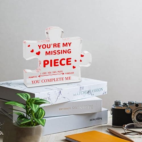 Gifts for Her Him - Wedding Gifts for Couples, Gifts for Wife Husband, I Love You Gifts for Women Men, Romantic Valentine's Day Gifts, You are My Missing Piece Acrylic Puzzle Plaque