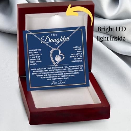 To My Daughter Necklace From Dad With Heartfelt Message, Daughter Birthday Present From Dad, Jewelry Gifts For Graduation for Her From Mom or Daddy, 14K Pendant
