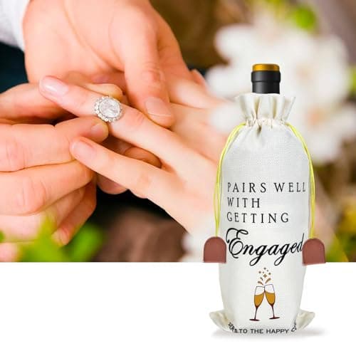 Engagement Gifts for Couples Newly Engaged, Her, Women, Him, Best Friends, Happy Engagement Wine Gift Bags for 750 ml Bottles, Party Decorations