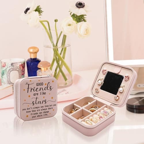 Friendship Gifts for Women Jewelry Box, Best Friend Bestie Gifts, Birthday Gifts for Women Friendship, Good Friends Are Like Stars Jewelry Case, Cool Gifts for Female Friend Jewelry Organizer Holder