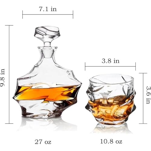 Whiskey Glasses Set of 5,Japanese Heavy Crystal Bar Glassware Old Fashioned Whiskey Glasses,Rocks Glasses Set Bourbon Gifts for Christmas for Father Men