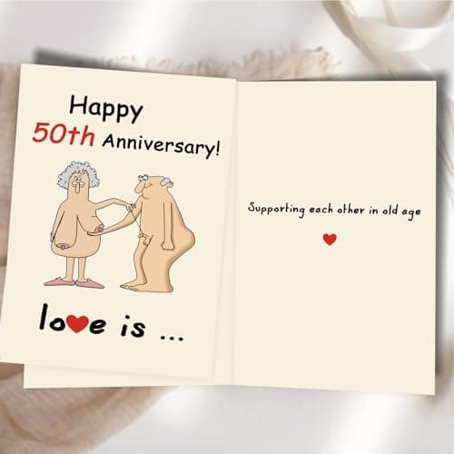Funny 50th Wedding Anniversary Card for Men Women, Funny 50 Years Anniversary Decorations Gifts for Couple Husband Wife