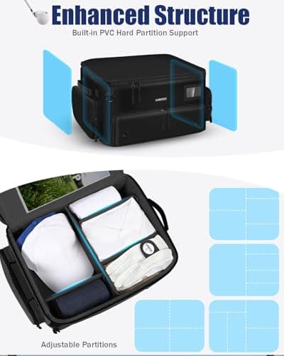 Golf Trunk Organizer, Waterproof Car Golf Locker with Separate Ventilated Compartment for 2 Pair Shoes, Golf Storage for Balls, Tees, Cap, Clothes, Gloves, Accessories, Gifts for Men, Women
