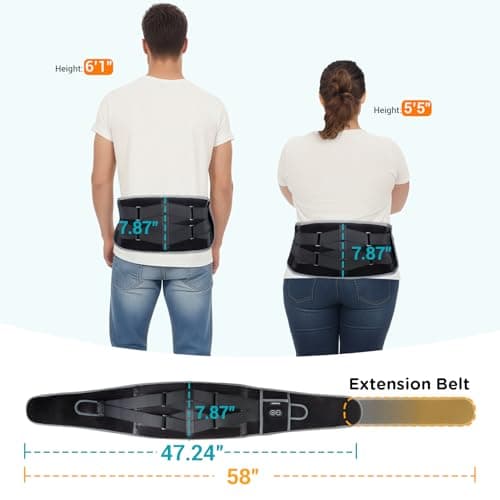 Comfytemp Cordless Heating Pad with Massager for Back Pain Relief, Portable Lower Back Massager Wearable, Birthday Gifts for Dad Mom Men Women Elderly, Rechargeable Period Cramps, 3 Heat Auto-Off, 58"