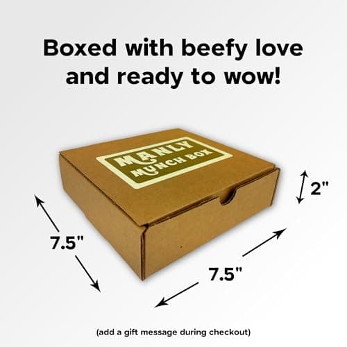 Manly Munch Box Jerky Gift Box, Curated Assortment of High Protein Snacks, Beef & Turkey Jerky Variety Pack Gift Set, Exotic Meat Gift for Men & Women