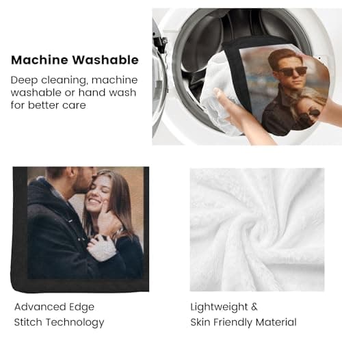 Custom Blanket with Picture Text Customized Thow Blankets Personalized Blanket Customizable Blanket Photo Blankets Customize Gifts for Mom Dad Couple Girlfriend Boyfriend Wife Husband
