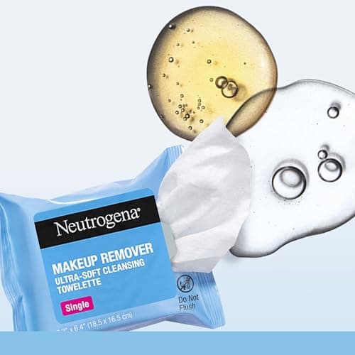 Neutrogena Makeup Remover Wipes, Daily Single Face Cleansing Towelettes, Makeup Removing Cleansing Wipes Removes Dirt & Oil, Alcohol-Free Face Towelettes, 20 ct