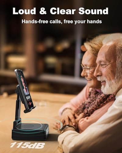 Birthday Gifts for Men Women,6-in-1 Cell Phone Stand Holder with Wireless Bluetooth Speaker & Wireless Charger,Alarm Clock for iPhone,HD Surround Sound Portable Bluetooth Speaker Gifts for Him Her