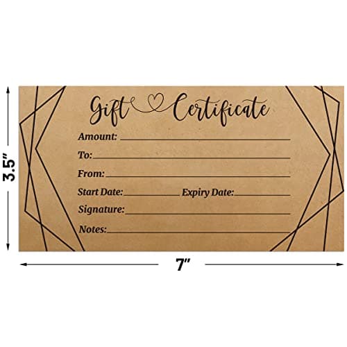ceiba tree Kraft Blank Gift Certificates for Business 30 Pcs Black Foil Certificate Cards with Envelopes for Salon Restaurants Spa Birthday