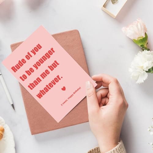 Funny Birthday Card & Gifts for Friend Sister Bestie, Humorous Birthday Card for Husband Wife, Cute Birthday Card for Men Women, Younger Than Me But Whatever