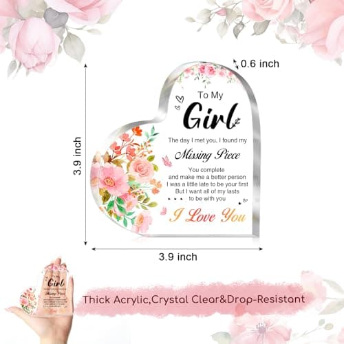 Gifts for Girlfriend, Mothers Day Gifts for Girlfriend, Anniversary Valentines Gifts for Her, To My Girl Acrylic Keepsake, Romantic I Love You Gifts for Her Girlfriend GF Gifts