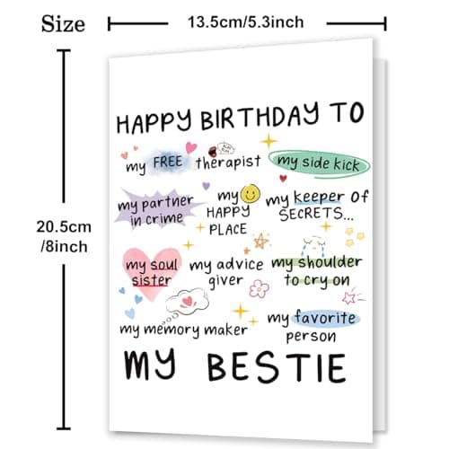 Funny Birthday Card for Women Sister, Happy Bday Gifts for Bestie, Bestie & Friendship Birthday Card