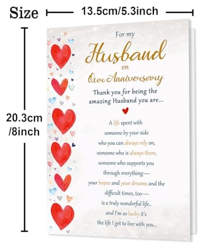 Romantic Anniversary Card for Husband, Funny Anniversary Card Gifts from Wife, Sweet Wedding Day Gifts for Husband