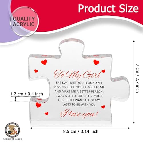 Romantic Gifts for Girlfriend - to My Girl Sentimental Gifts for Women - Engraved Acrylic Block Puzzle - Valentine's Day Gifts for Her for Her - Fiance Birthday Gifts for Women