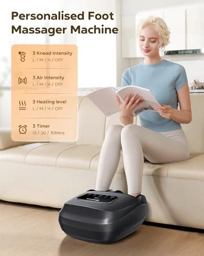 Shiatsu Foot Massager Machine with Heat, 2025 Upgrade Deep Kneading, Full Foot Massager with Remote for Plantar Fasciitis, Neuropathy, Birthday Gifts for Women Mom Men Dad, Up to Foot Size 14
