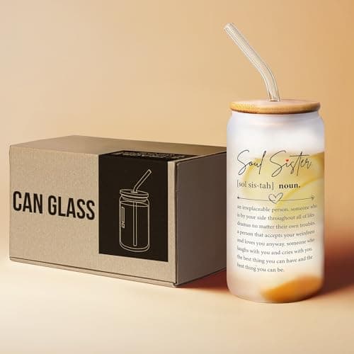 Friendship Gifts for Women Friends, Gifts for Friends Female, Gifts for Best Friend - Gifts for Sister - Sister Birthday Gifts - Galentines Day, Valentines Gifts for Friends - 16 Oz Can Glass