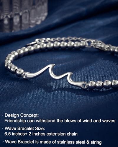 Tarsus Gift for Friends, The Waves of Life We've Through Together, Woman Friendship Gifts Idea, Wave Bracelet for Best Friend Bestie Soul Sister Birthday Gifts For Her