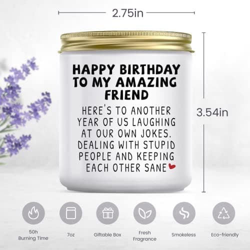 Jonico Happy Birthday Gifts for Women - Funny Best Friend Friendship Birthday Gifts for Women Bestie BFF Coworker Classmate, Lavender Candle