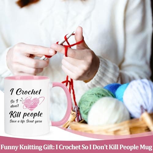 Cabtnca Crochet Gifts for Crocheters, I Crochet So I Don't Kill People Funny Mug - 11Oz, Christmas Birthday Knitting Gift for Knitters Crocheters Office & Home Use