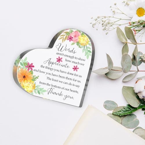 Thank You Gifts for Women Coworkers Boss, Thank You Presents for Friends Teacher, Appreciation Paperweight Desk Decor Plaque, Inspirational Office Sign Acrylic Heart