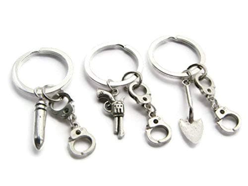 DODXALL 3 Partners in Crime Keyrings, Best Friends Keychain Set, Friendship Jewelry, Handcuff Jewellery, BFF Token, Sisters Gift for Birthday