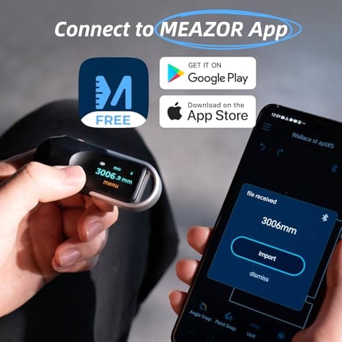 HOZO NeoRulerGO Digital Tape Measure with Laser, Smart Rechargeable Measuring Tool for Flat, Curved, Odd Shapes | Bluetooth App | Pocket Size | Cool Gadgets for Dad, Men, Husband