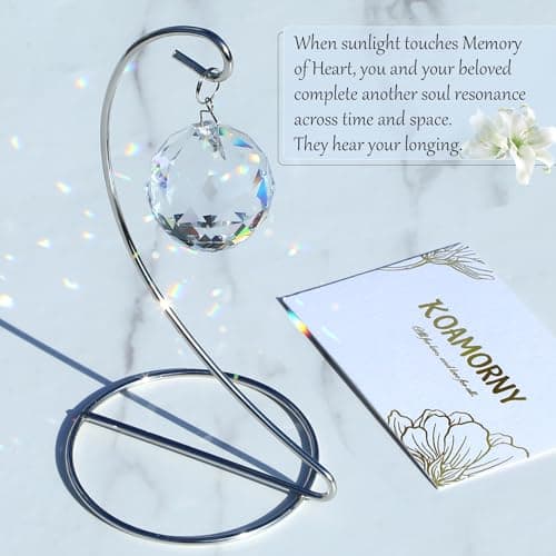 Memorial Gift with Stand, Unique Sympathy Idea for Loss of Family & Loved One, Tabletop Clear Crystal Rainbow Maker, Thoughtful Remembrance Bereavement Box