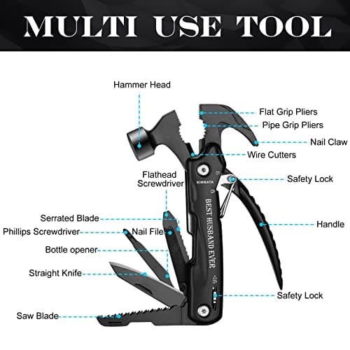 Gifts for Husband from Wife-Best Anniversary Basket Gifts for Men who has everything Fathers Day Funny Birthday Gift Ideas for Him Christmas Unique Romantic Presents Sets, All in One Hammer Multitool