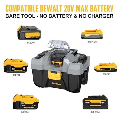 20V Cordless Vacuum Cleaner-Wet/Dry Shop Vac,2.6 Gallon Capacity,Compatible with DeWALT Batteries (Bare Tool - No Battery & No Charger),Ideal for Cleaning Car,Home Spaces,and Workshops RCSV-20