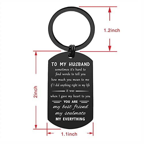 ENGZHI Love My Husband Keychain - Husband Birthday Gift Ideas - Mens Christmas Anniversary Keychain Gifts for Him, Valentines
