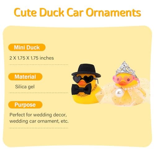 wonuu Pair Set of 2 Wedding Rubber Ducks, Bride Groom Duckies Marriage Rubber Duck Mini Couple Ducky for Ceremony Gift Souvenir Marry Blessings Elegant Heartwarming Present, White