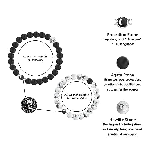 PEALICIOUS Gifts for Girlfriend, Bracelets for Girlfriend Matching Couple Bracelets with 100 Languages, Adjustable Girlfriend Birthday Gifts as BF and GF Love Bracelet Romantic Jewelry