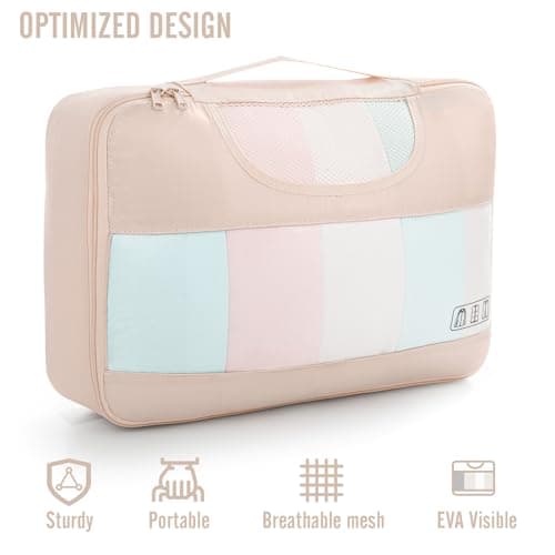 Veken 8 Set Packing Cubes for Travel, Birthday Gifts for Women Mom Her, Cruise Ship Essentials Accessories for Beach Vacation, Suitcase Organizer Bags for Luggage with Hanging Toiletry & Shoe Bag