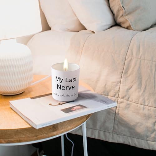 BFJLIFE Candles Gifts for Women Funny Unique Novelty My Last Nerve Candle Christmas Birthday Gift for Sister Best Friend Stocking Stuffers for Women Lavender Scented Soy Candle