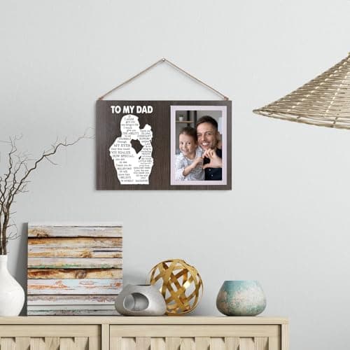 Cool Dad Gifts Ideas from Daughter, To Thank You Dad Birthday Gift Wooden Picture Frame for Dad's Christmas Thanksgiving Retirement Fathers Day Tabletop Wall Decor, Meaningful Appreciation Present