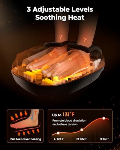 Shiatsu Foot Massager Machine with Heat, 2025 Upgrade Deep Kneading, Full Foot Massager with Remote for Plantar Fasciitis, Neuropathy, Birthday Gifts for Women Mom Men Dad, Up to Foot Size 14