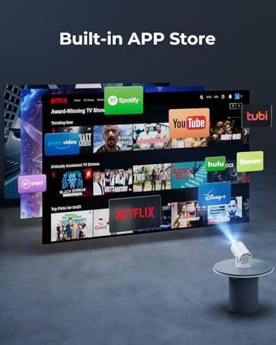 CLOKOWE Mini Projector with WiFi and Bluetooth - Built-in Apps, Smart Portable Projector with 180° Rotation, Auto Keystone, Support 1080P, Compatible with HDMI/USB/TV Stick/Smartphone/Laptop