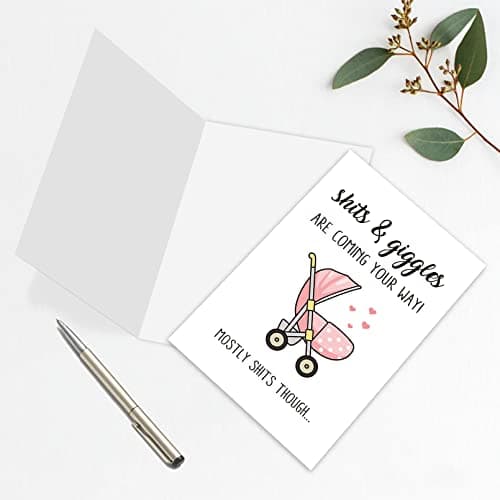 Leinessy Lovely New Baby Congratulations Card, Funny Baby Shower New Baby Card, Shits and Giggles Are Coming Your Way
