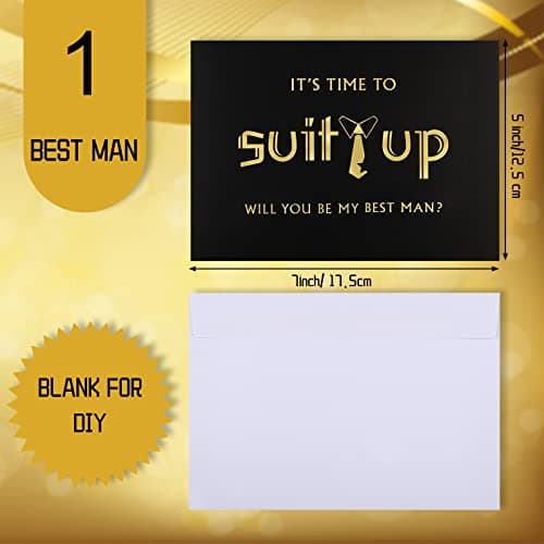 Zonon 8 Pcs Groomsmen Proposal Cards 7 Will You Be My Groomsman and 1 Best Man Card with Envelopes 5 x 7 Inch Suit up Funny Groomsmen Proposal Invitation Gifts for Wedding Supplies