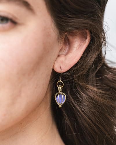 Bottled Up Designs Handmade Brass Drop Earrings, Sterling Silver, Eco Friendly, Recycled Vintage Bottles, Made in USA, Birthday Gifts, Mothers Day, Women, Anniversary