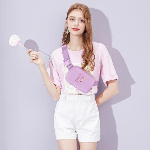 Gitus Gifts for 8 9 10 11 12 Year Old Girls Belt Bag Fanny Pack Crossbody Bags with Initial Letter Patch Cute Stuff Birthday Gifts for Teen Girls Women Personalized Trend Stuff (Lavender-E)