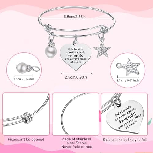 Abbylike 20 Pieces Friends Gifts Bulk for Women Friendships Bracelet Makeup Bag Friendsgiving Long Distance Gifts for Galentines Valentine Day Friend Group Birthday Family Sister