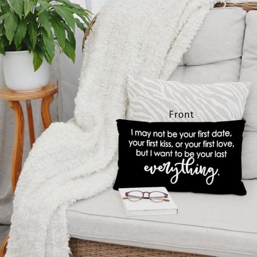 Sufamb Romantic Long Distance Relationship Gifts Reversible Throw Pillow Case Decor for Home Bedroom,12''x20'' Pillow case,Gift for Boyfriend,Husband,Anniversary,Wedding,Engagement Couples (Black-4)