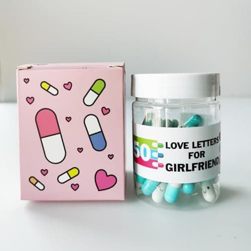 Gifts For Girlfriend Prewritten Message In Capsule Lovely Notes Birthday Anniversary Valentines Day Gifts for Her (Light Blue Girlfriend 50pcs)