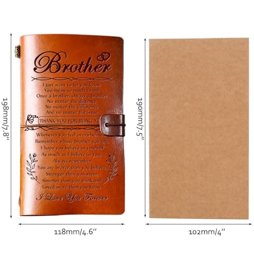 Hiipeenow Brother Gifts from Sister, Leather Travel Journal 140 Pages Presents, Birthday Graduation Christmas Valentines Fathers Day Wedding Day Gifts for Brother