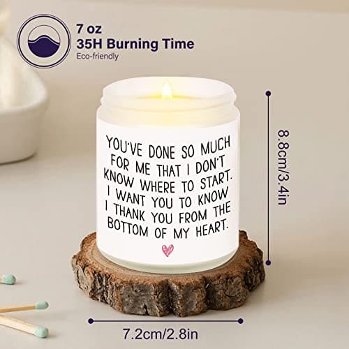 BAUBLEDAZZ Thank You Gifts for Women, Thank You Candle- Handmade Lavender Natural Soy Wax Candle (7oz)- Appreciation Gifts for Friends, Coworker, Men, Hostess
