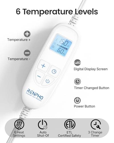 RENPHO Electric Heating Pad for Back Pain Relief, Birthday Gifts for Women Men Mom Dad Elderly, FSA Eligible Items Only List, Large Heat Pad for Neck and Shoulders, 24"x33", ETL Certified, Gray